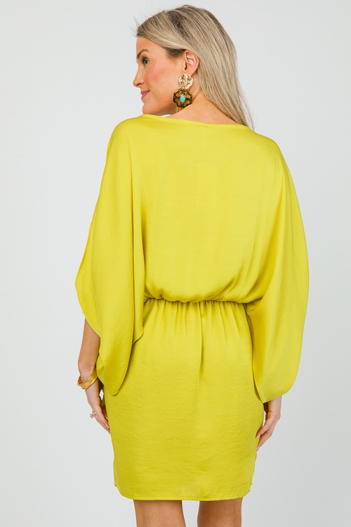 Satin Wrap Front Dress, Chartreuse - 0410-24.jpg