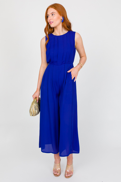 Pleated Jumpsuit, Royal Blue