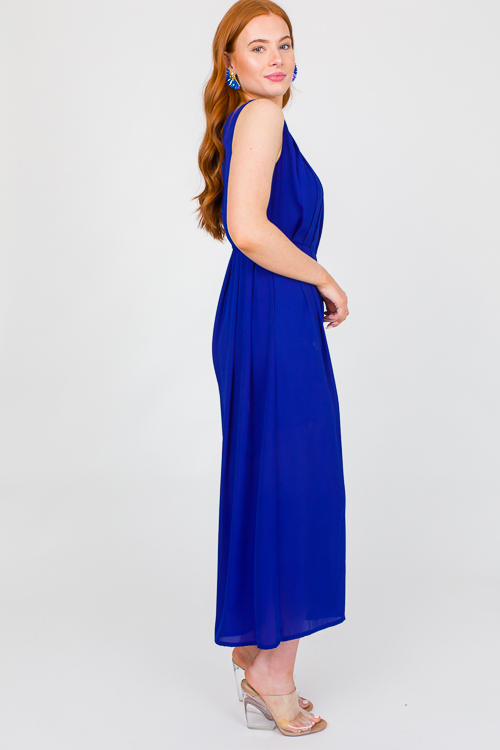 Pleated Jumpsuit, Royal Blue