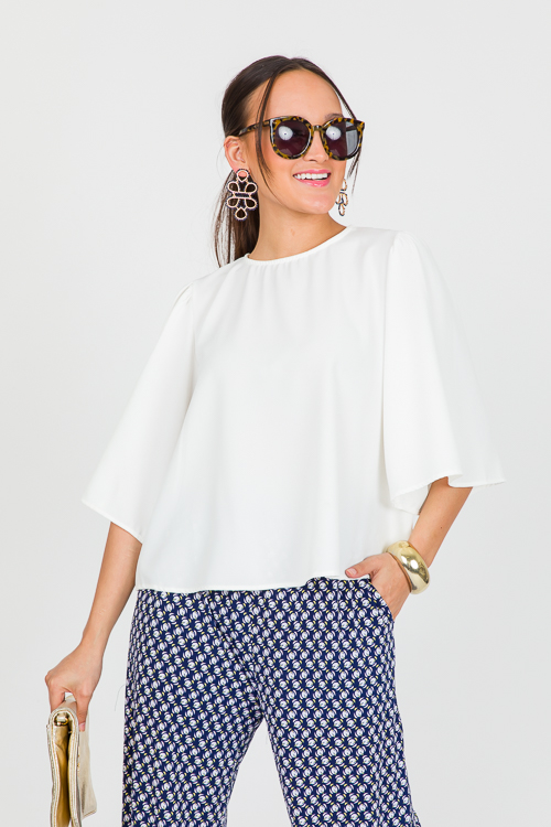 Flowy Sleeve Blouse, Ivory