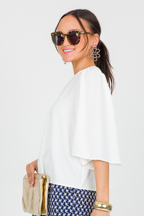 Flowy Sleeve Blouse, Ivory