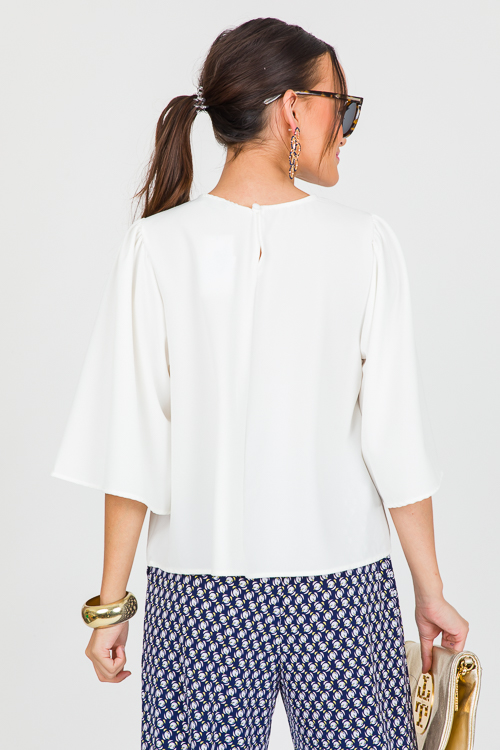 Flowy Sleeve Blouse, Ivory