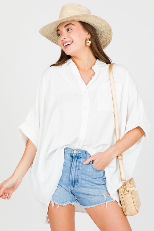 Oversize Dolman Shirt, Cream