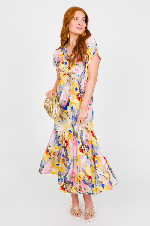 Watercolor Draw Waist Maxi, Multi