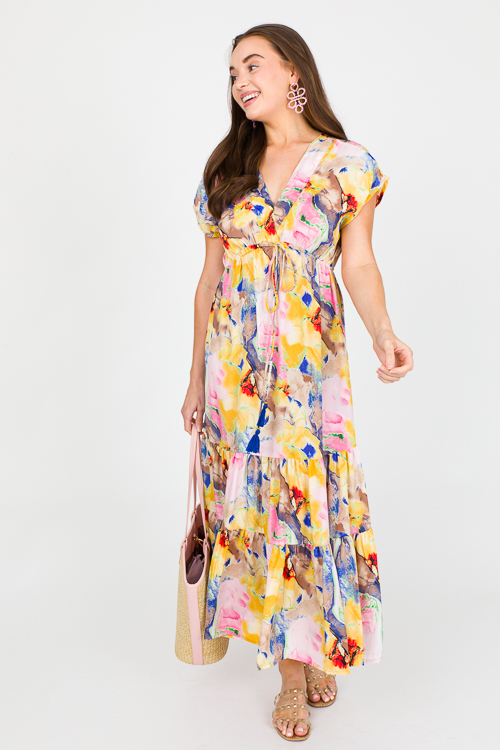 Watercolor Draw Waist Maxi, Multi