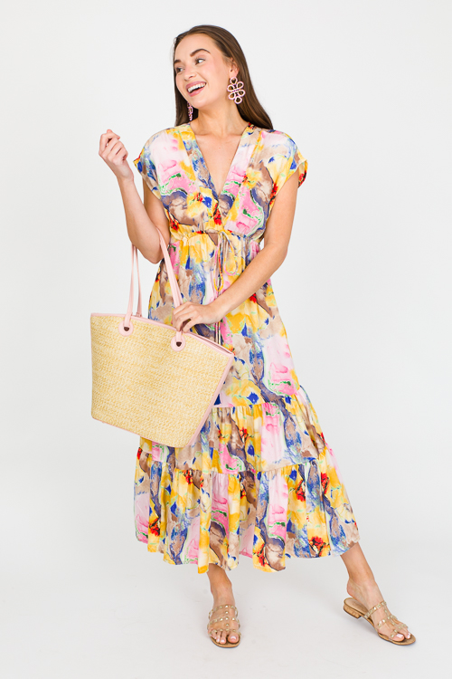Watercolor Draw Waist Maxi, Multi