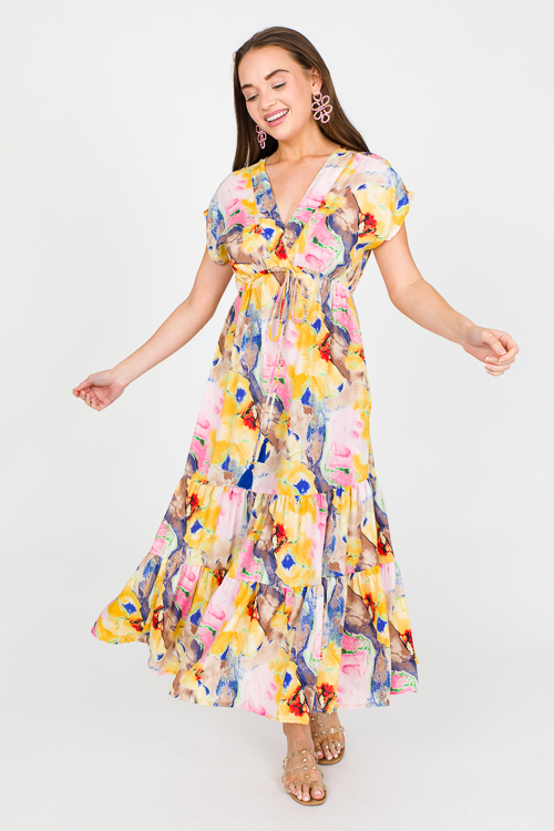 Watercolor Draw Waist Maxi, Multi