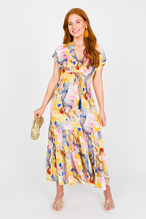 Watercolor Draw Waist Maxi, Multi