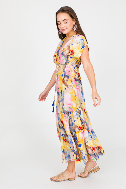 Watercolor Draw Waist Maxi, Multi