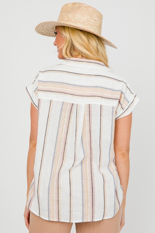 Lurex Stripe SS Shirt, Cream Multi - 0412-106.jpg