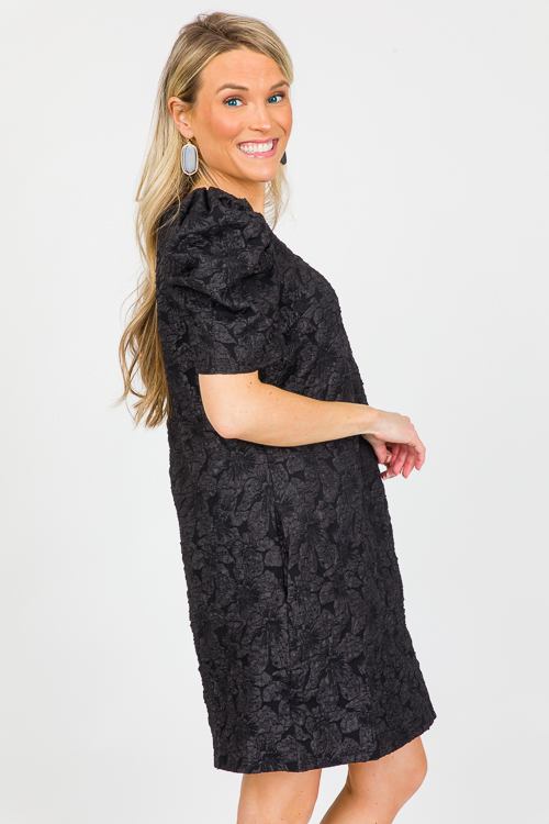 Brocade Texture Dress, Black