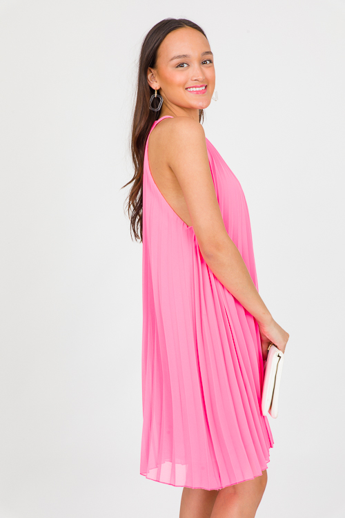Pleated Swing Dress, Azalea