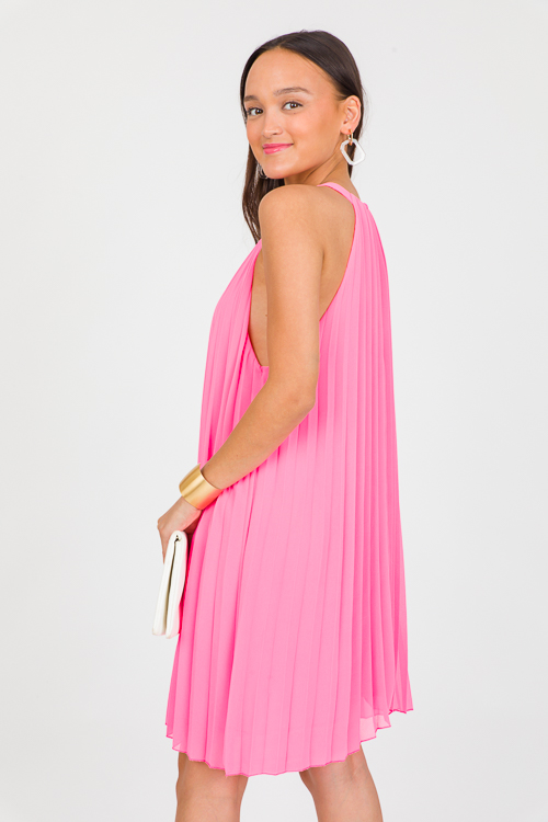 Pleated Swing Dress, Azalea