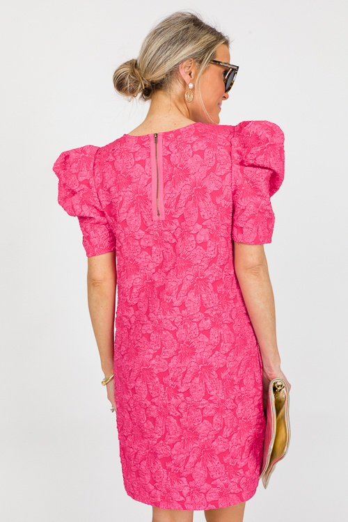 Brocade Texture Dress, Hot Pink