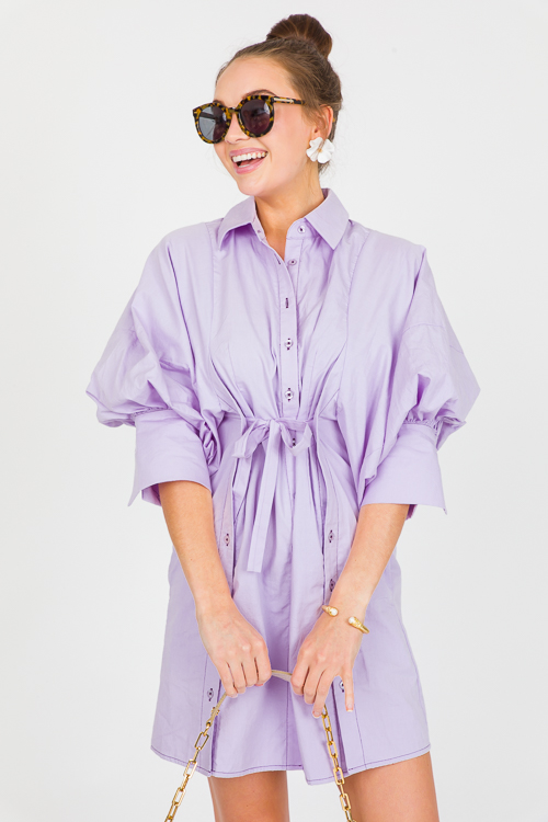 Button Up Tie Dress, Lavender