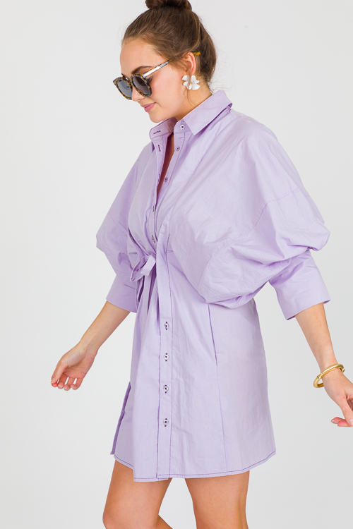 Button Up Tie Dress, Lavender