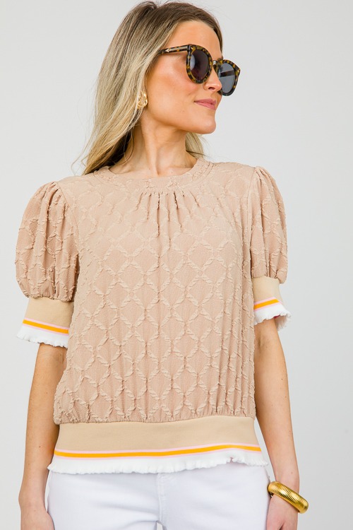 Stripe Trim Texture Top, Taupe - 0412-64.jpg