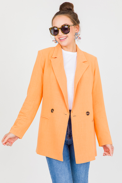 Double Button Linen Blazer, Orange