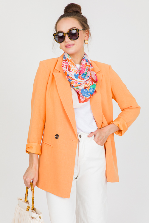 Double Button Linen Blazer, Orange