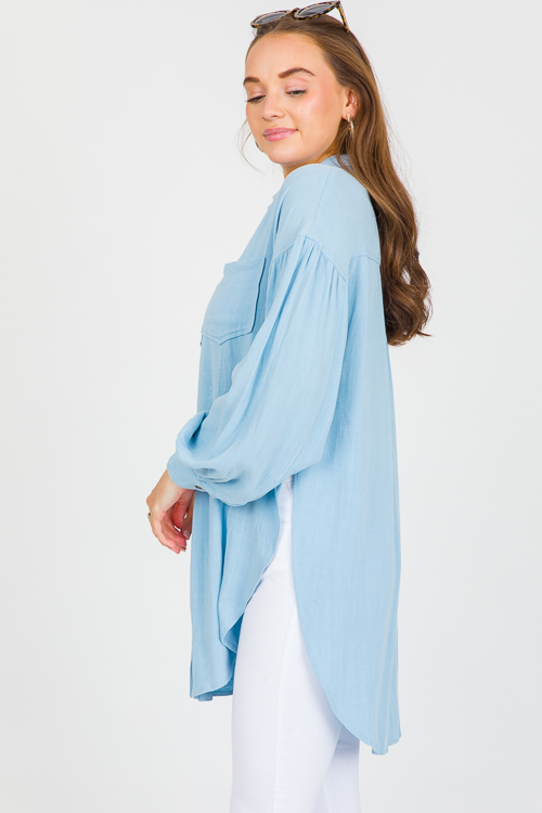 Long Beach Linen Shirt, Sky Blue