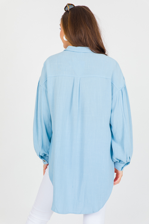 Long Beach Linen Shirt, Sky Blue