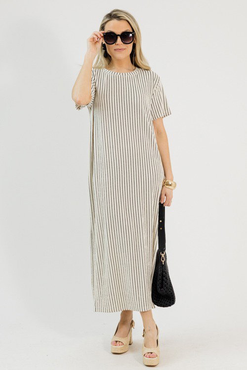 navy blue and grey combination dress Pocket T-shirt Dress- Black main image 0