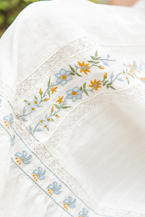 Floral Embroidery Midi, Off White