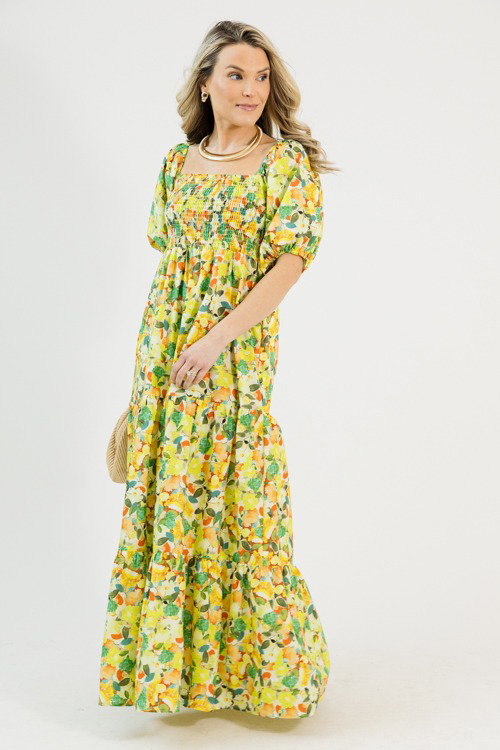 green emerald velvet dress Aegean Teal Floral Smocked Midi Hailee Dress by Mata Traders – Modern Millie main image 1