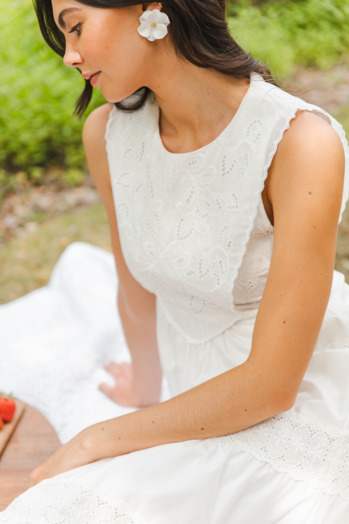 Eyelet Cutout Midi, Off White