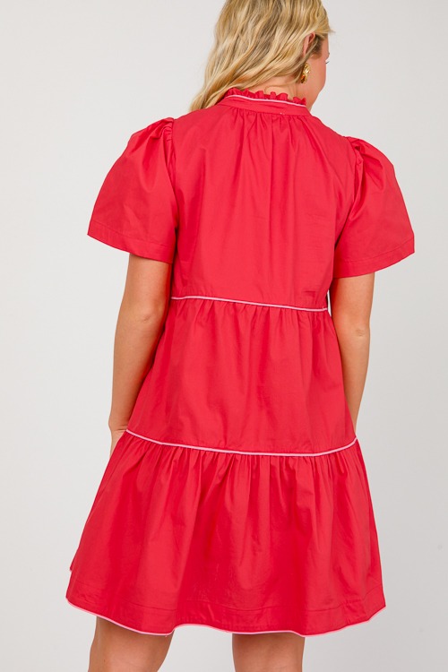 Pink Trim Tiered Dress, Red - 0416-126.jpg