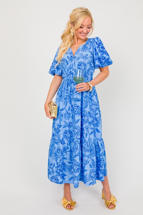 Toile Blooms Maxi, Blue