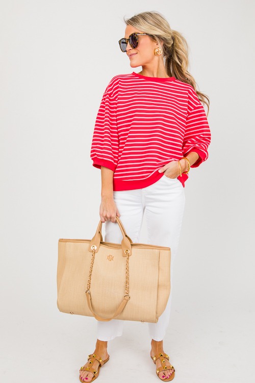 Stripe Pullover Top, Red/Pink