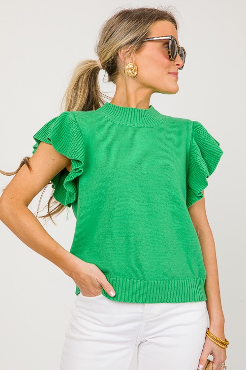 Flutter Sweater Top, Apple Green