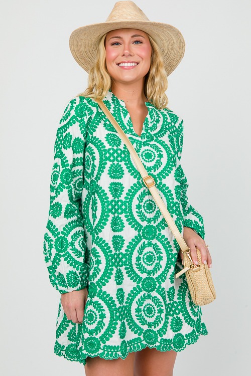 Embroidered Dress, Green