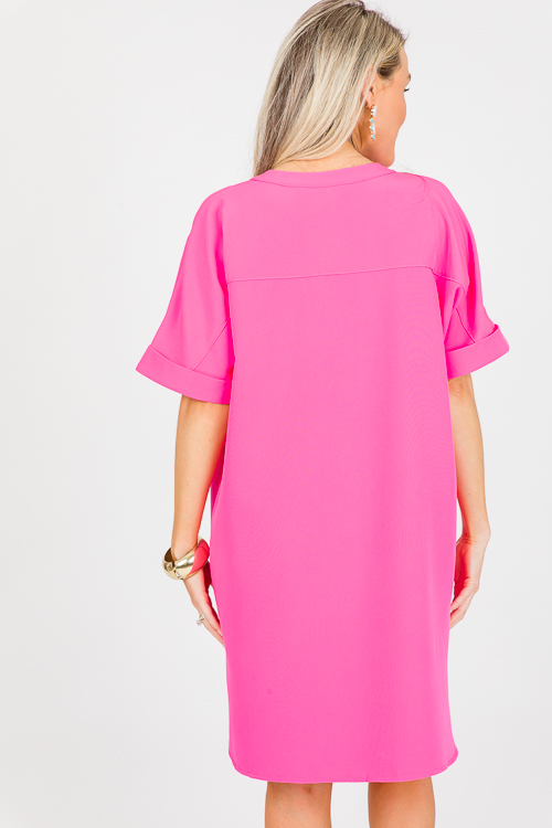 Top Notch Dress, Hot Pink - New Arrivals - The Blue Door Boutique
