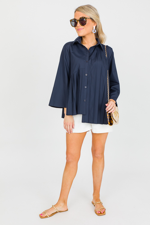 Pleated Shirt, Navy