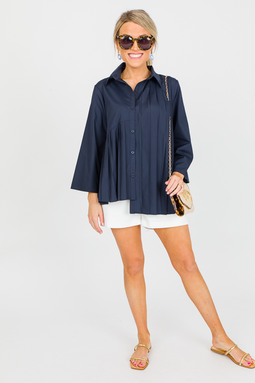 Pleated Shirt, Navy