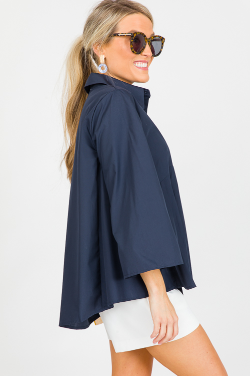 Pleated Shirt, Navy