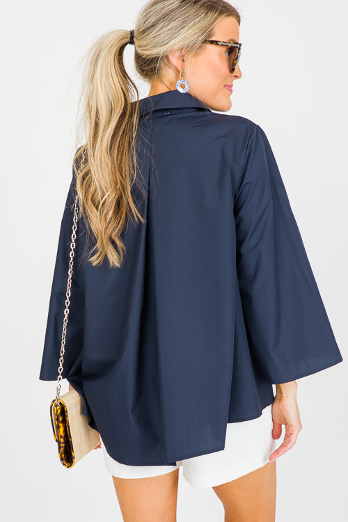 Pleated Shirt, Navy