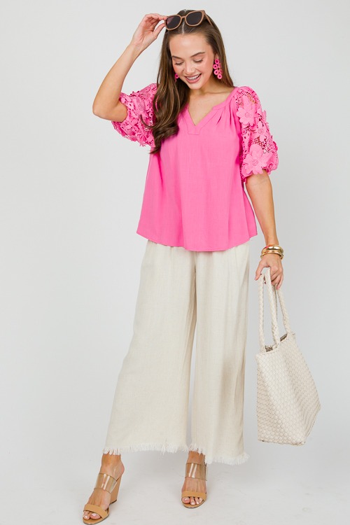 Lace Sleeve Linen Top, Bubble Pink - 0418-131.jpg