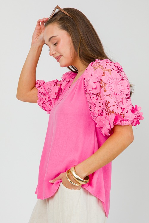Lace Sleeve Linen Top, Bubble Pink - 0418-132.jpg