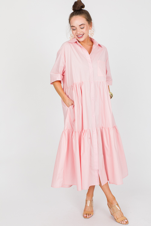 Mandy Shirt Dress, Baby Pink