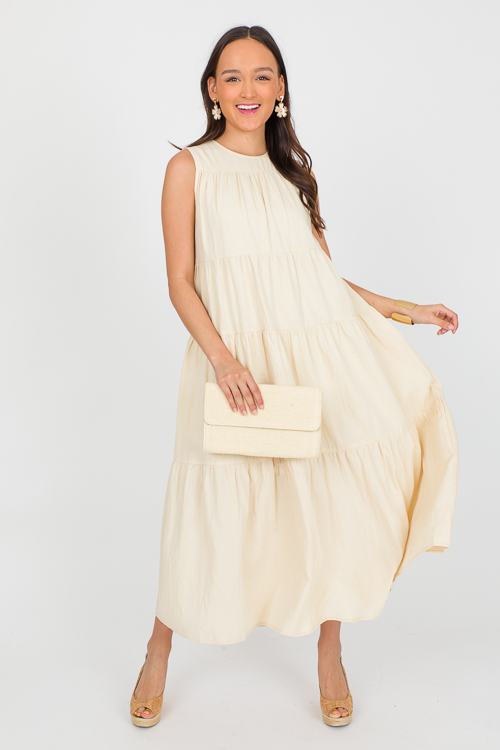 Elsie Tiered Midi, Cream