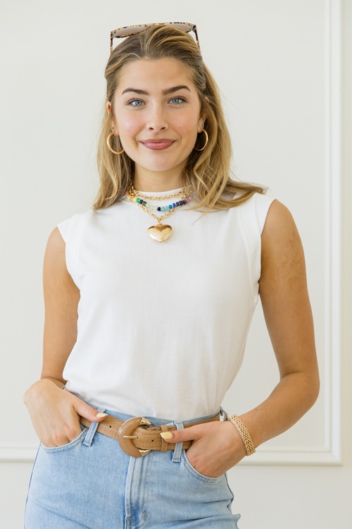 Simple Cap Sleeve Top, Off White - 0418-52h.jpg