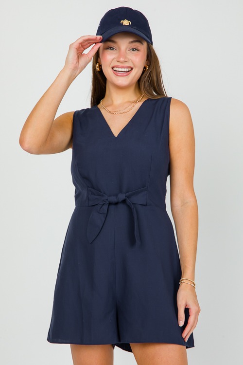 Bow Front Romper, Navy