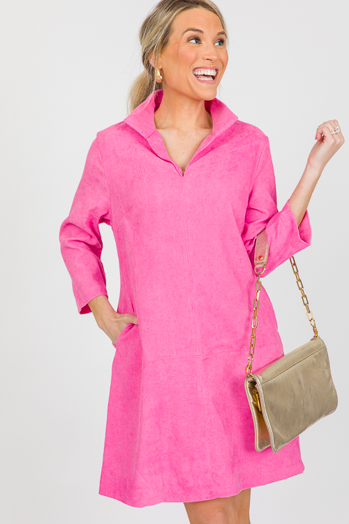 Corded Collared Shift, Pink