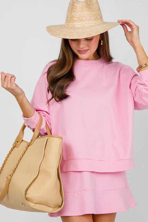 Sweatshirt Skirt Set, Baby Pink