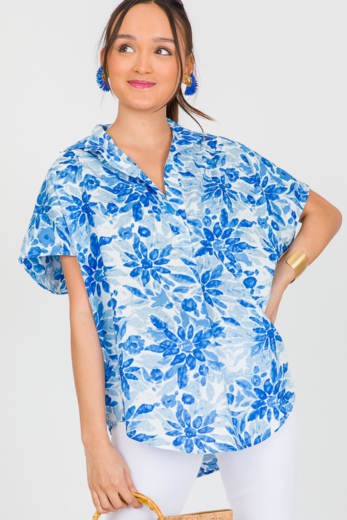 Oversized Blue Floral Shirt