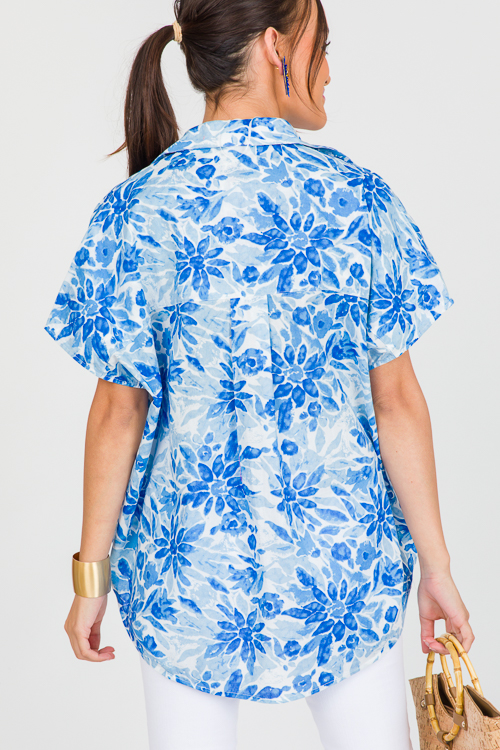 Oversized Blue Floral Shirt