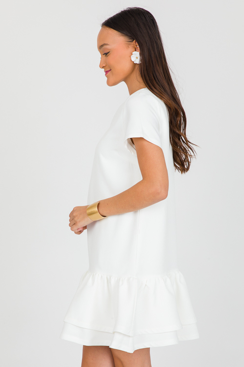 Ruffle Hem Dress, White